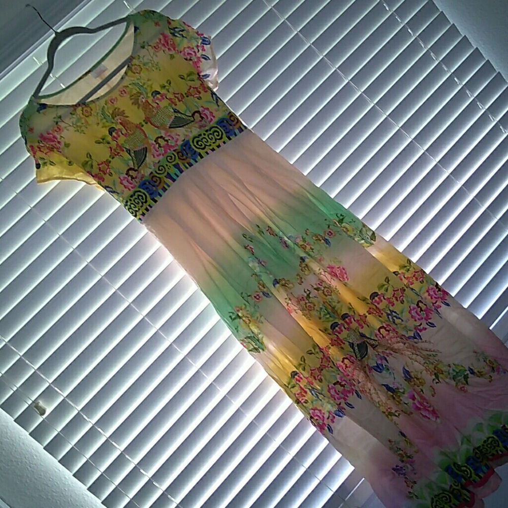 ARTSY CAP SLEEVE MAXI DRESS " new "